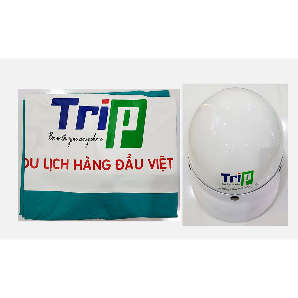 [ Áo mưa + nón bảo hiểm ] Quà tặng cho sản phẩm Vali TRIP - Size 50cm - P788-xanh ngọc