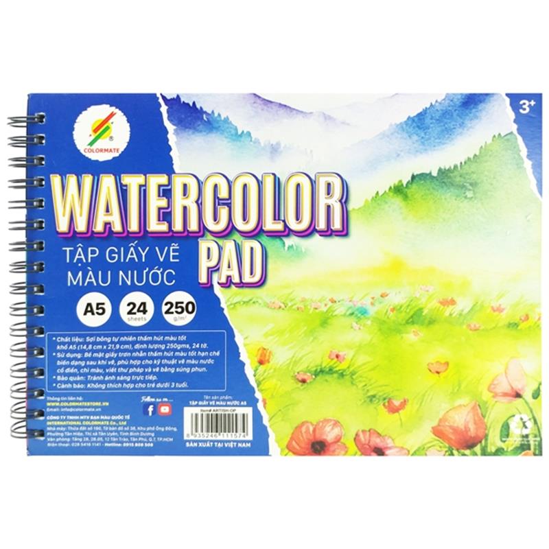 Tập Giấy Vẽ A5 Watercolor Pad Colormate ARTIST-OP (24 Tờ)