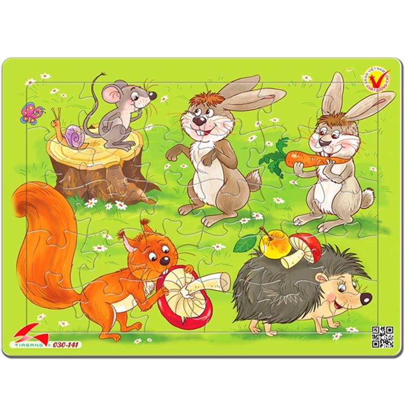 Tranh Xếp Hình A4 30 Mảnh - Chuột, Thỏ, Sóc Và Nhím 030-141