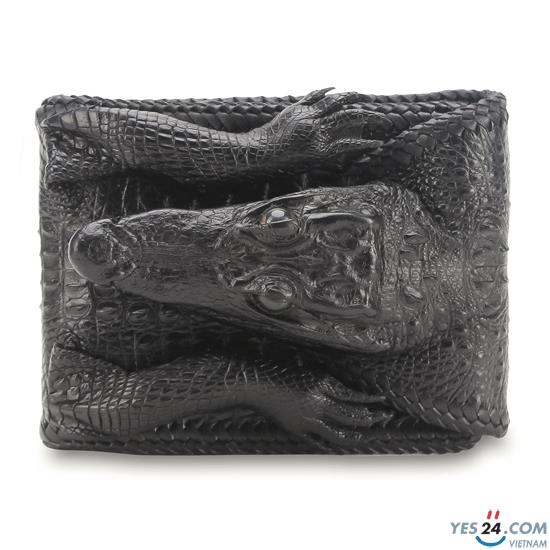 Bóp nam da cá sấu Huy Hoàng nguyên con vip màu đen - HH2271