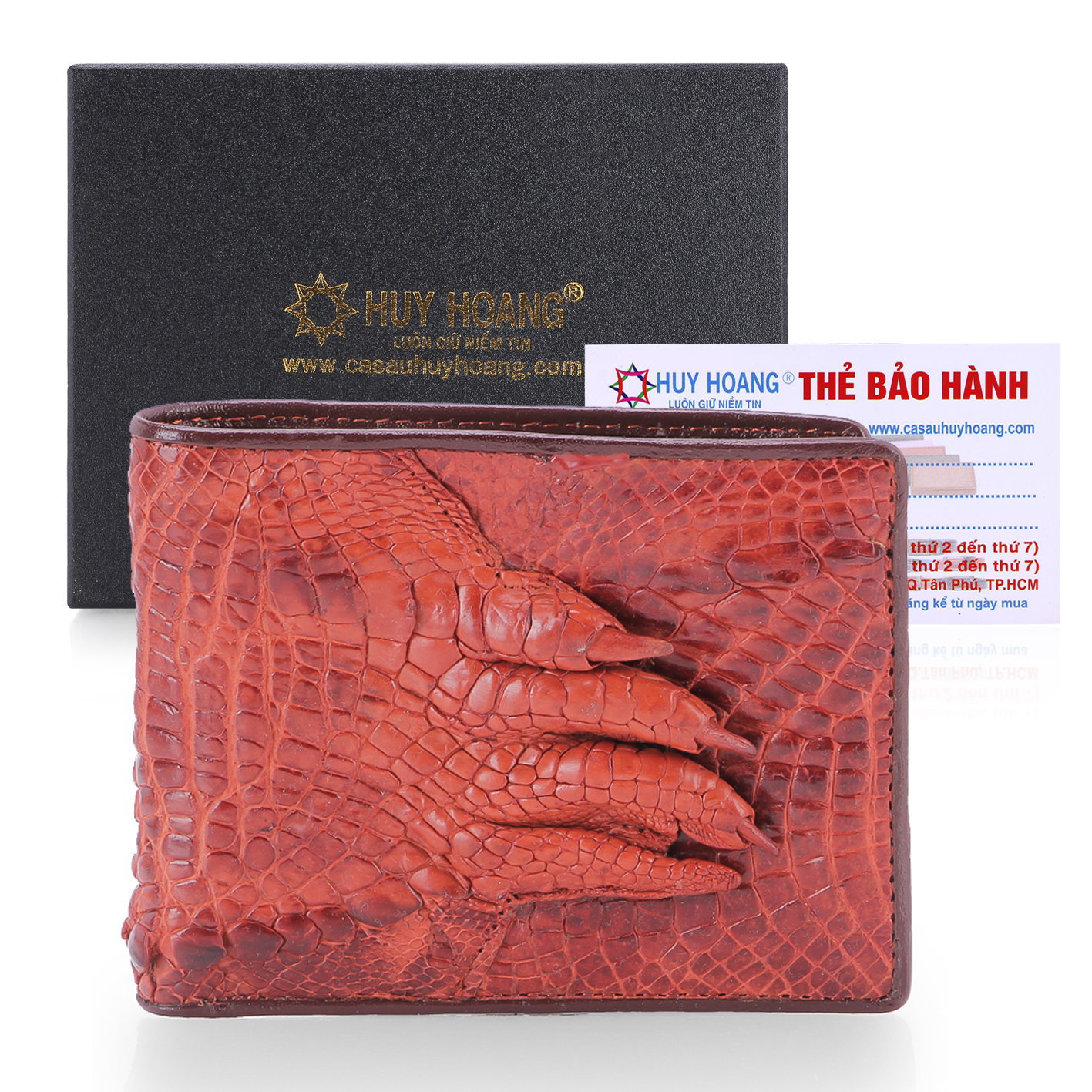 Bóp nam Huy Hoàng da cá sấu gù chân màu nâu đỏ - HY2233 - 1859423