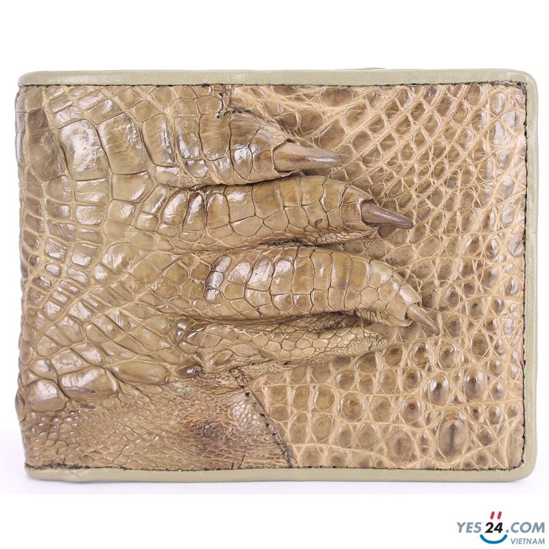 Bóp nam Huy Hoàng da cá sấu gù chân màu rêu - HH2261