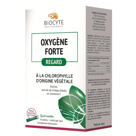 Bột diệp lục cải thiện lão hóa, giảm thâm quầng mắt Biocyte Oxygène Forte 15 gói x 4g
