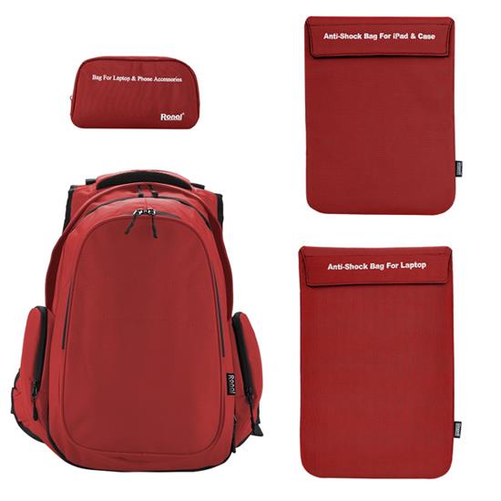 Combo 172 - 01 Ba lô 47 đỏ + 01 Túi phụ kiện + 1 Túi chống sốc Ipad - 1 Túi chống sốc Laptop đỏ Ronal - COMBO172