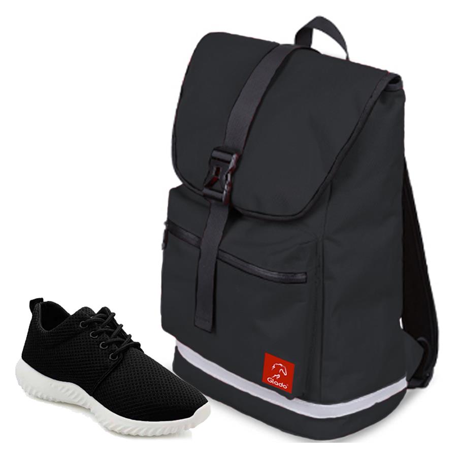 Combo Balo Glado Classical BLL005BA màu đen và Giày Sneaker unisex GS062BA đen - CB165BA