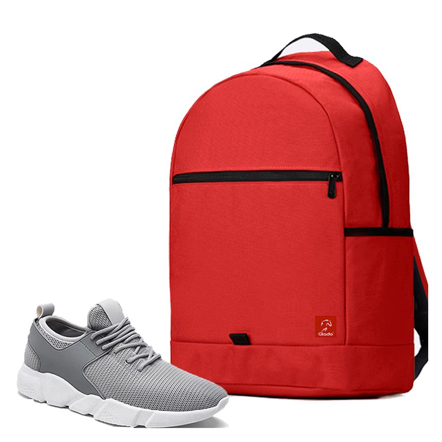 Combo Balo Glado Classical BLL006RE màu đỏ và Giày Sneaker nam GS080GR màu xám - CB216GR