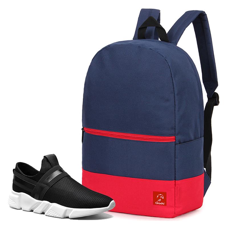 Combo Balo Glado Classical BLL007BU màu xanh đỏ và Giày Sneaker nam GS084BA màu đen - CB241BA