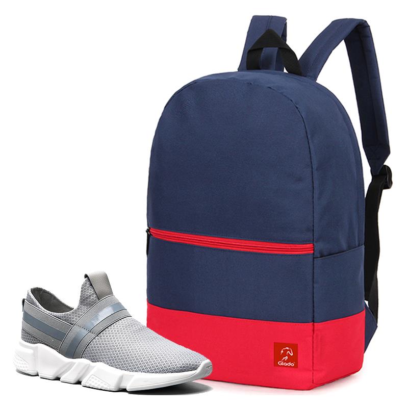Combo Balo Glado Classical BLL007BU màu xanh đỏ và Giày Sneaker nam GS084GR màu xám - CB241GR