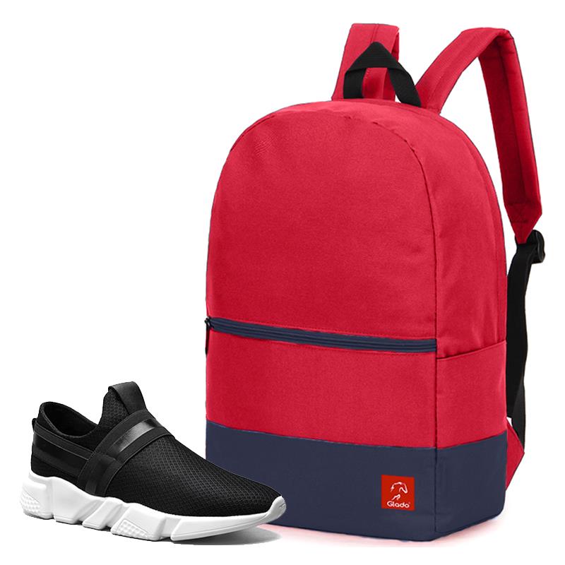 Combo Balo Glado Classical BLL007RE màu đỏ xanh  và Giày Sneaker nam GS084BA màu đen - CB258BA