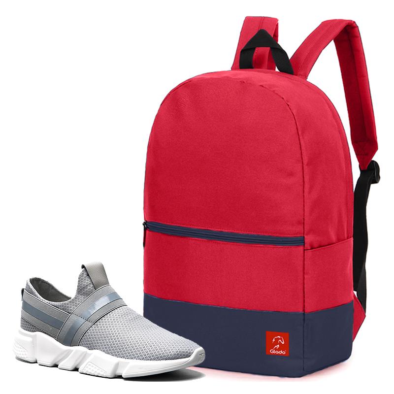 Combo Balo Glado Classical BLL007RE màu đỏ xanh  và Giày Sneaker nam GS084GR màu xám - CB258GR