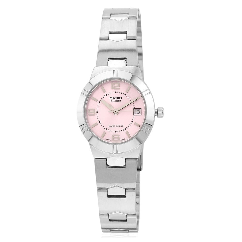 Đồng hồ nữ dây thép không gỉ Casio (Dây bạc mặt hồng) - LTP-1241D-4ADF - 1901899
