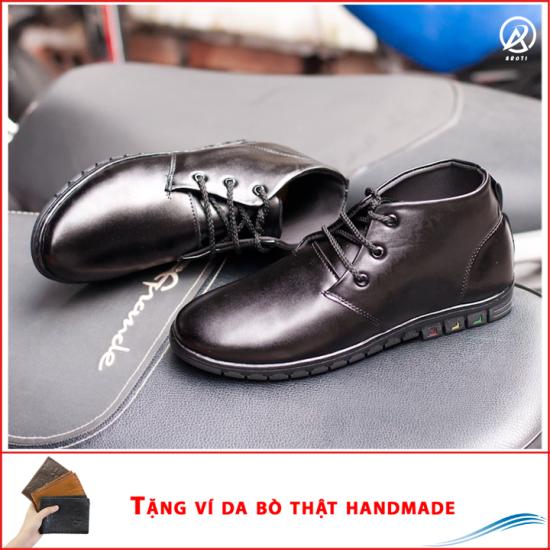 Giày Chukka boot cổ lửng màu đen nhám - M443 + Tặng ví da bò