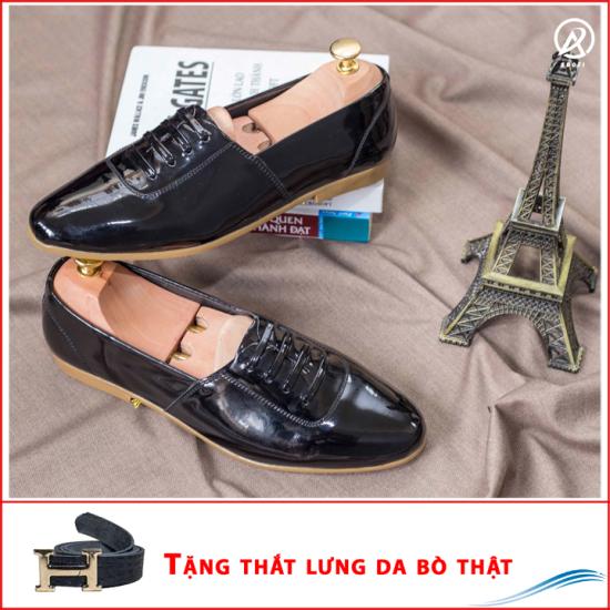 Giày lười dây da bóng phong cách Hàn Quốc - M97 + Tặng thắt lưng da bò