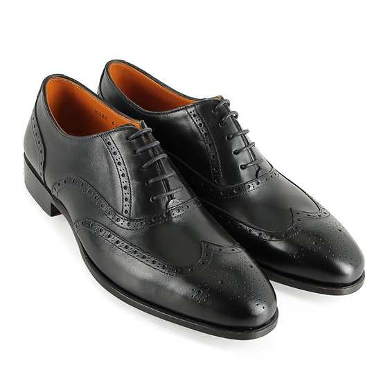 Giày oxford wingtips nam màu đen FUGASHIN KOBE-BLK đế leather