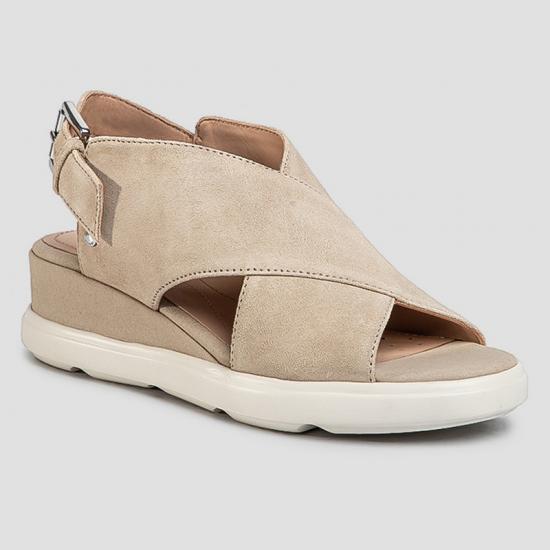 Giày Sandal nữ Geox D Pisa A Suede Lt Taupe