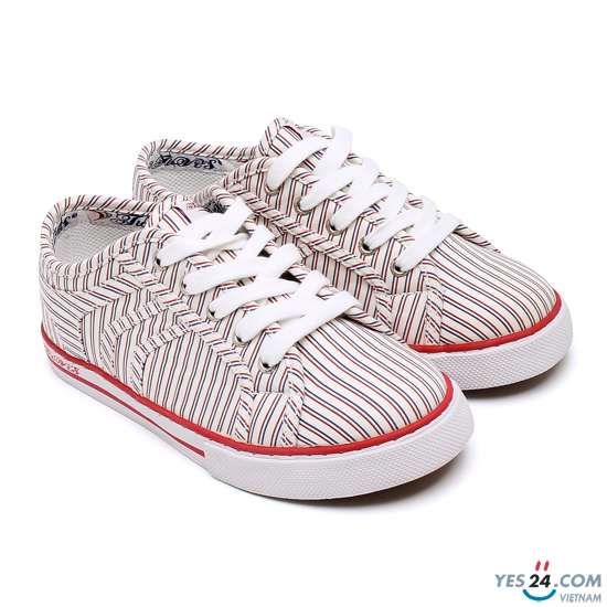 Giày vải TUVI'S trẻ em có dây sọc kẻ đỏ - TREEM-A13