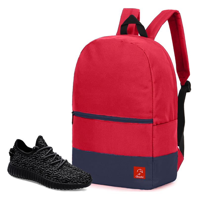 [HONEYDEAL2] Combo Balo Glado Classical BLL007RE màu đỏ xanh  và Giày Sneaker GS011BA màu đen - CB253BA