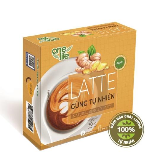 Hộp 25 gói Bột Gừng sữa Latte tăng sức đề kháng ONELIFE | Bột gừng sữa bột gầy 500g