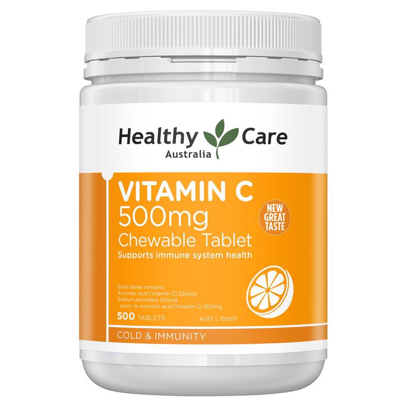 [HOT mùa Covid] Viên Ngậm Vitamin C Healthy Care 500mg Chewable Tablet 500 viên