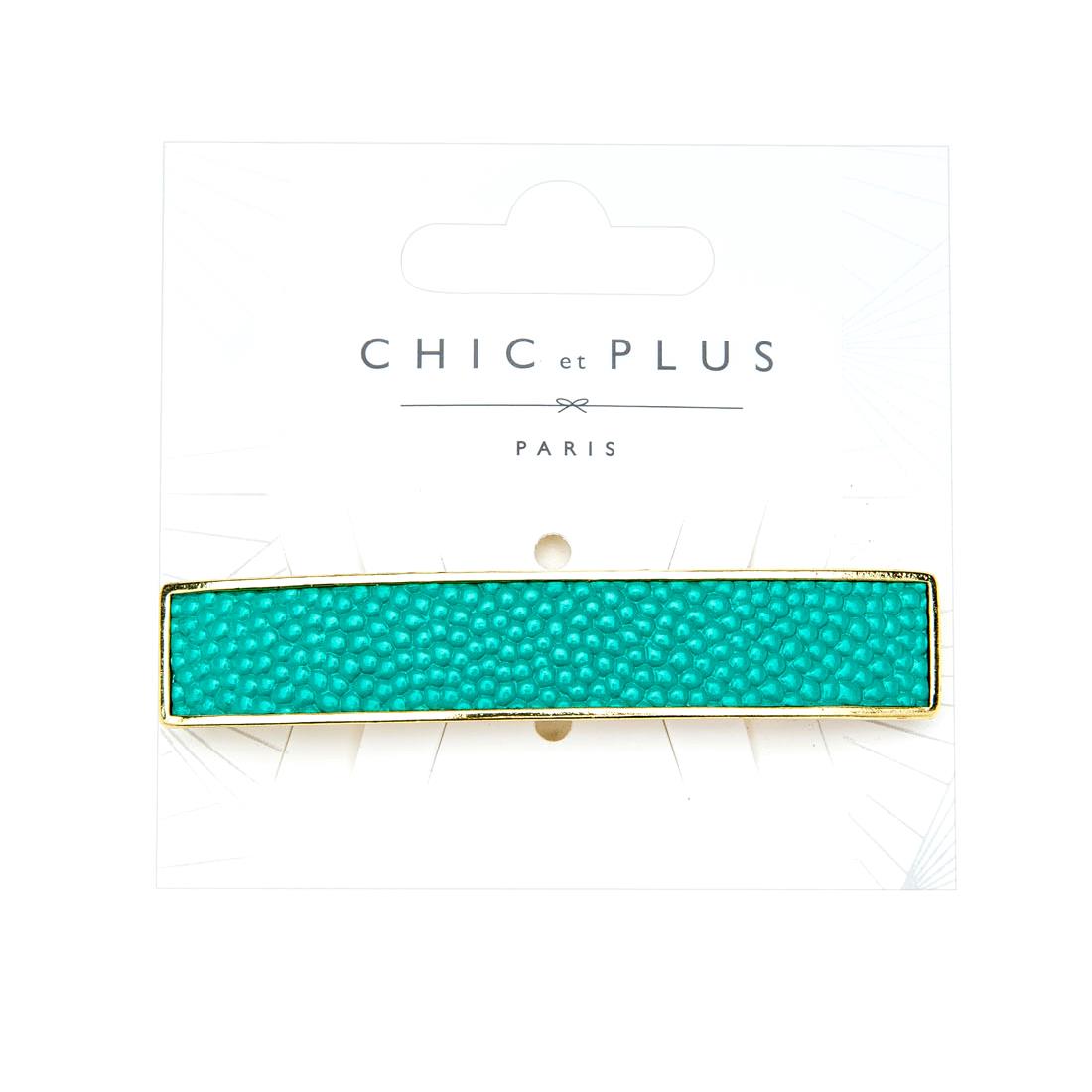 Kẹp chữ nhật viền kim loại màu xanh Chic Et Plus - CEP020155- GREEN