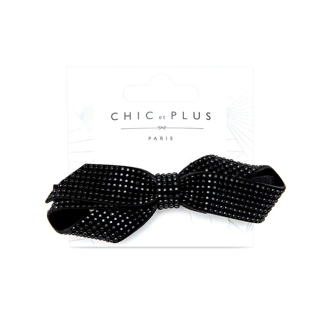Kẹp nơ da đính cườm đen Chic Et Plus - CEP020134- BLACK