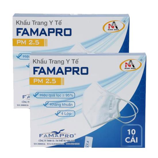 Combo 2 Khẩu Trang FAMAPRO PM 2.5, Tiêu Chuẩn Xuất Khẩu BFE ≥95% (10 chiếc/ Hộp Trắng)