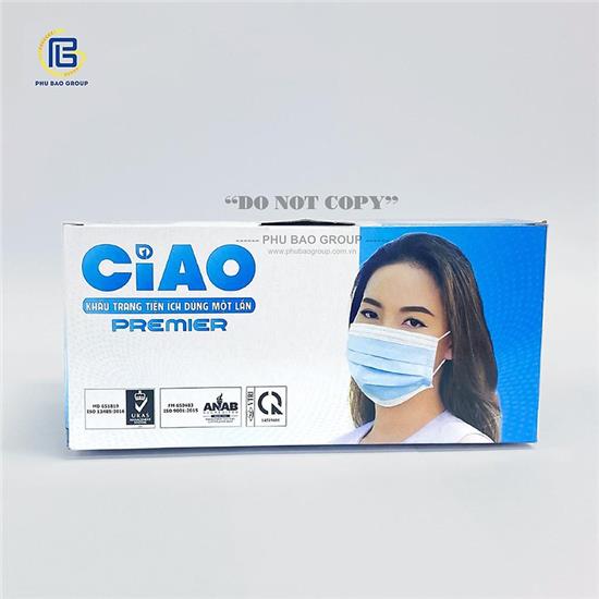 Khẩu trang y tế CiAO 2 lớp màu Xanh đa năng chống thấm nước (40 Cái/Hộp)
