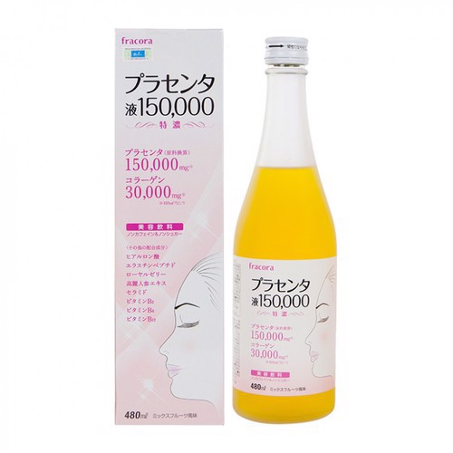 Nước uống nhau thai cừu kết hợp collagen và sữa ong chúa Fracora Placenta 150.000mg 480ml