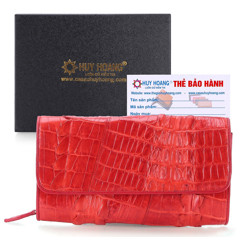 Túi đeo nữ da cá sấu Huy Hoàng 2 gai màu đỏ - HY6270