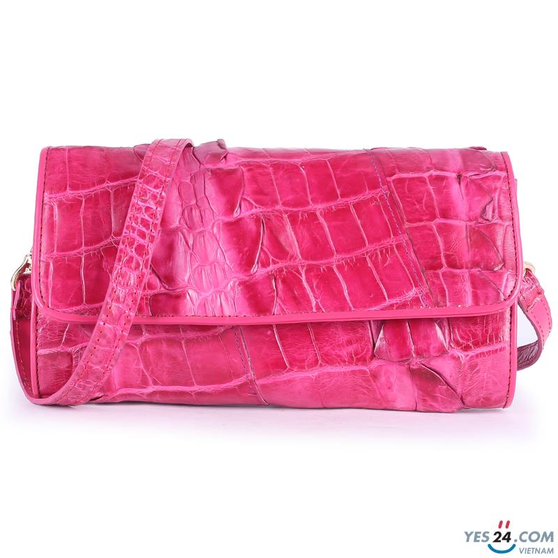 Túi đeo nữ da cá sấu Huy Hoàng 2 gai màu hồng - HH6271
