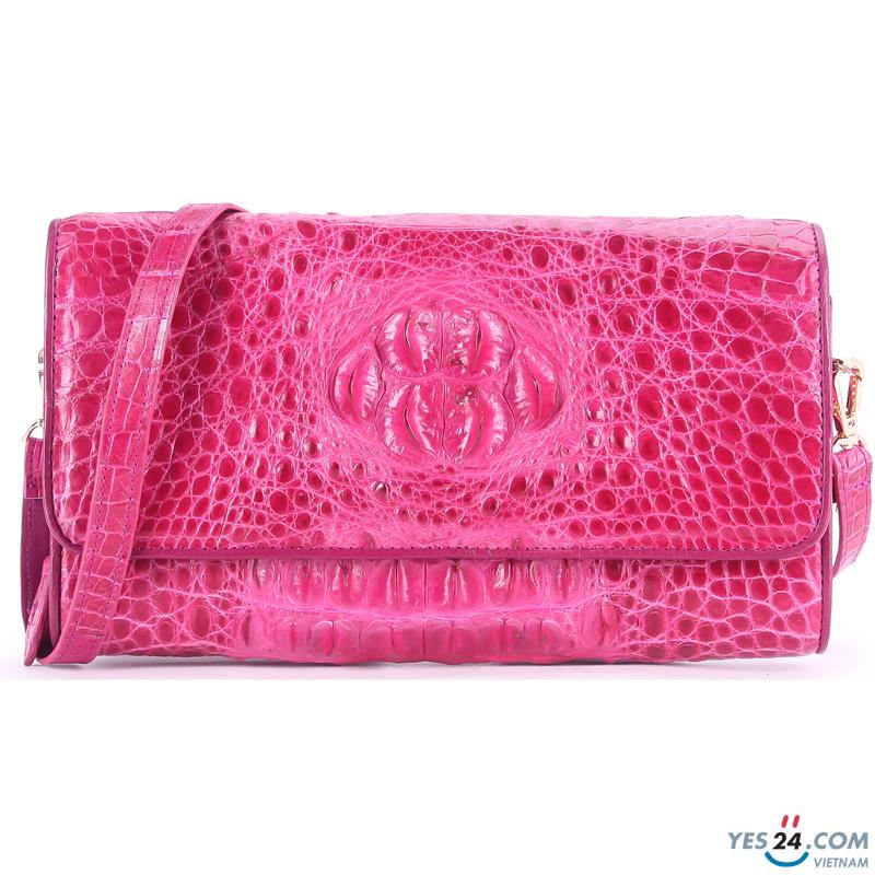 Túi đeo nữ da cá sấu Huy Hoàng màu hồng - HH6260