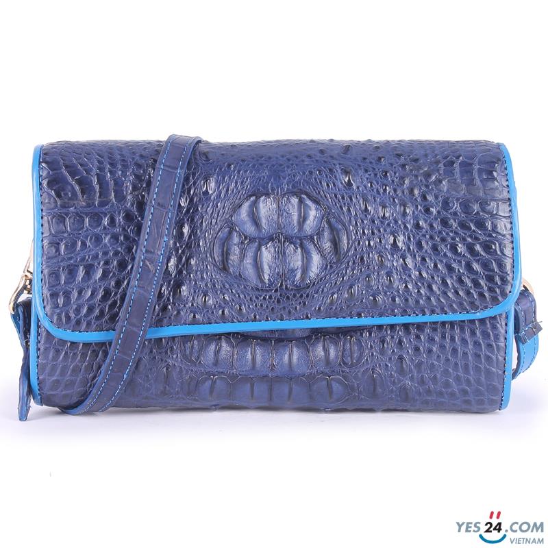 Túi đeo nữ da cá sấu Huy Hoàng màu xanh dương - HH6265