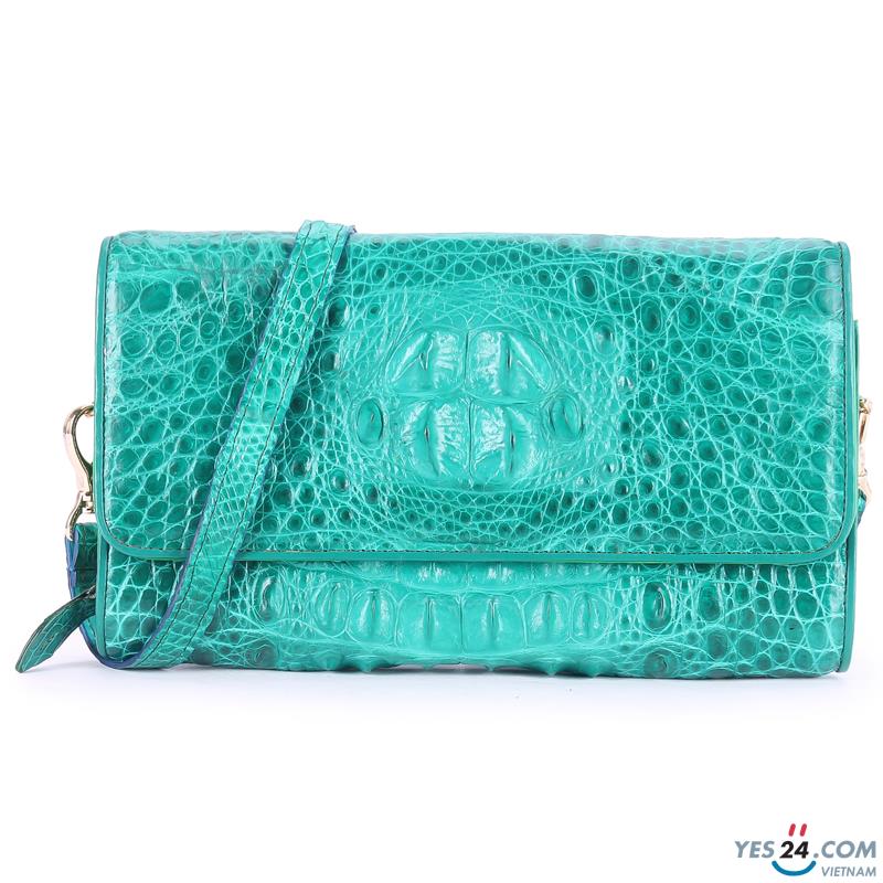 Túi xách nữ da cá sấu Huy Hoàng đeo chéo màu xanh lá - HH6254