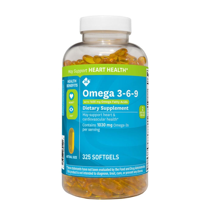 Viên uống dầu cá Member’s Mark Omega 3-6-9 Supports Heart Health, 325 viên (Mẫu mới)